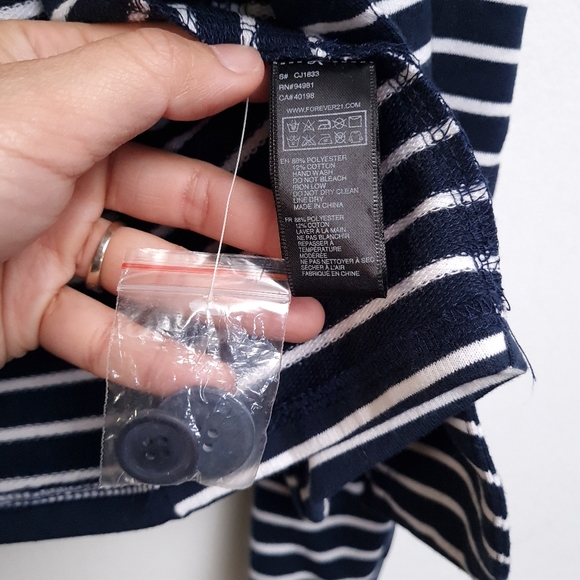 Forever 21 Navy White Stripes Blazer Jacket Women's Size M - Picture 14 of 16